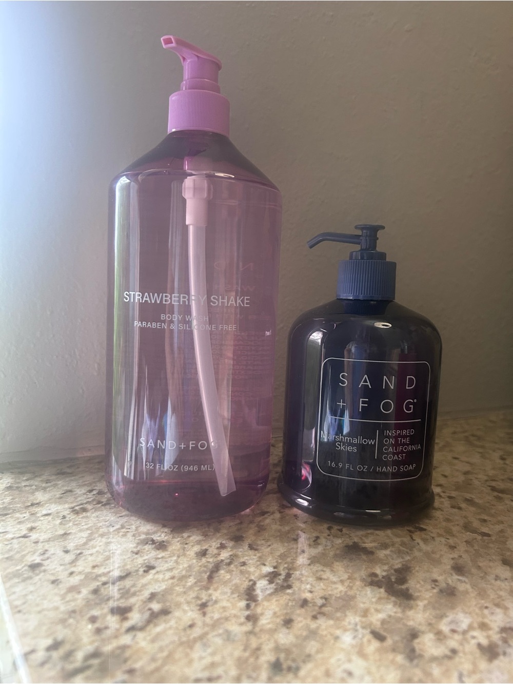 SAND + FOG BUNDLE Strawberry Shake Body Wash 32 oz & Marshmallow Skies Hand Soap